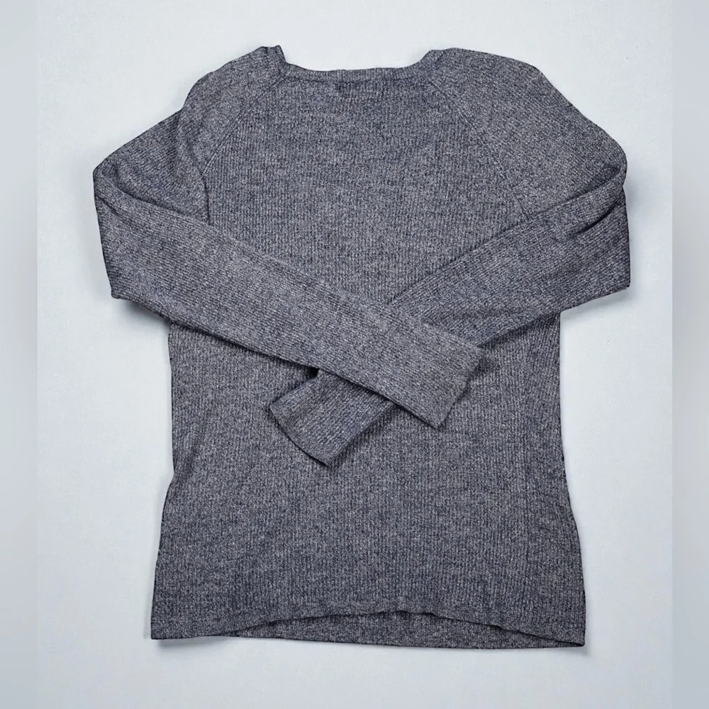 New York & Company Women’s Large Gray/Black Ribbed Knit Sweater Long Sleeve